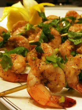 Homemade Garlic Grilled Shrimp Skewers in Winter recipe