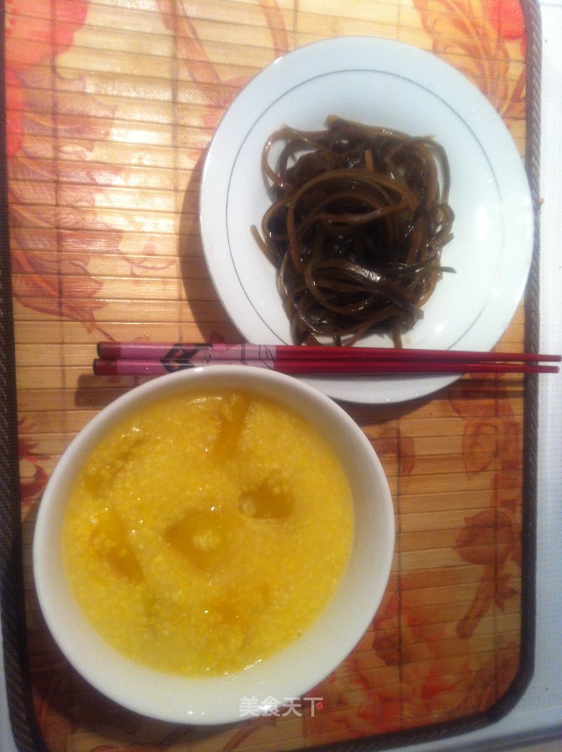 A Warm Dinner for One Person~~pumpkin Polenta + Cold Seaweed Shreds recipe