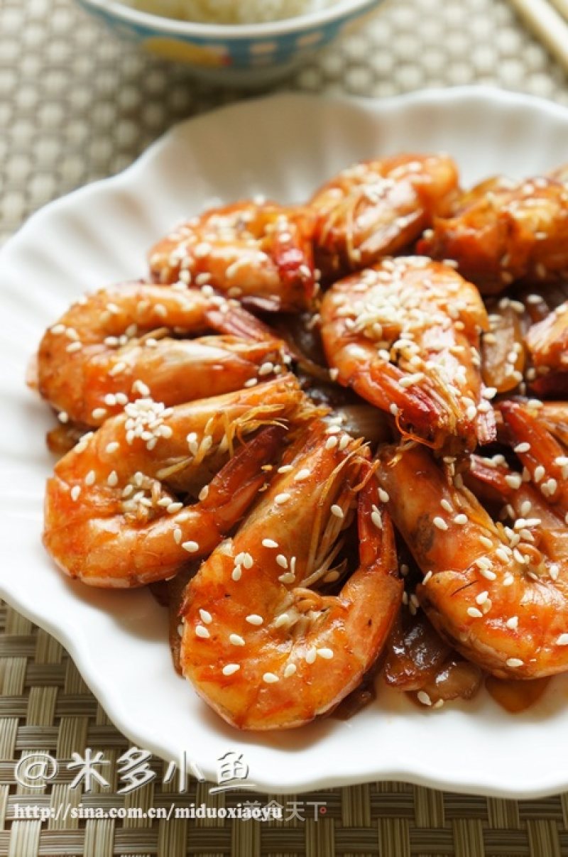 Fried Shrimp with Onion and Sesame recipe