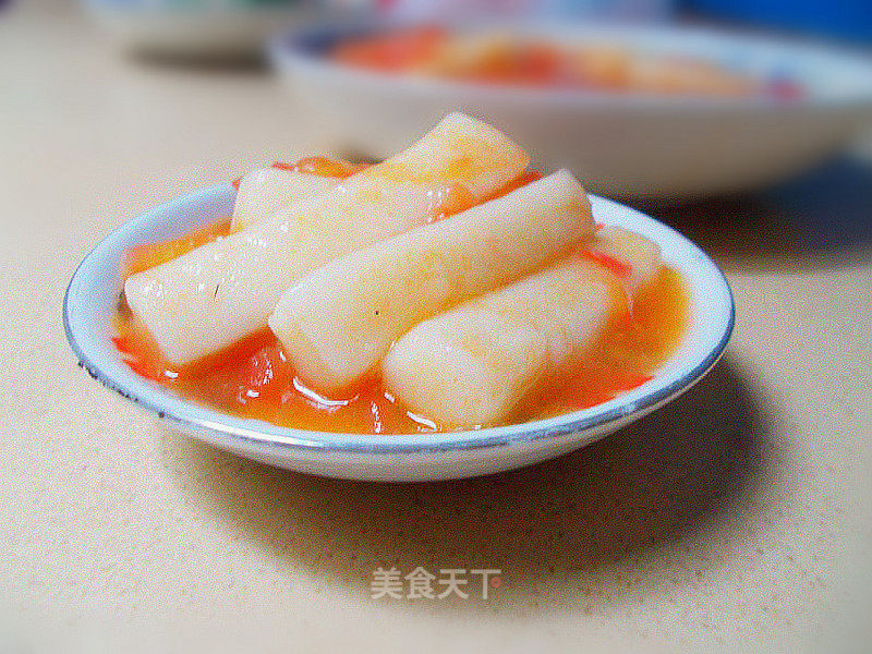 Sweet and Sour Q Bomb~ Rice Cake Strips with Tomato Sauce recipe