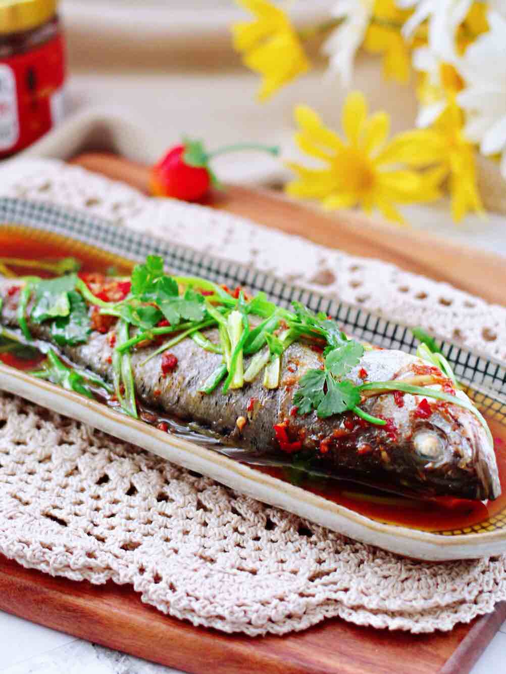 Steamed Sea Bass with Spicy Sauce recipe