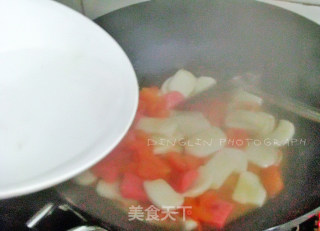 [good Fortune]-stir-fried Rice Cake with Tomato and Ham recipe