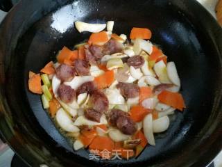 Stir-fried King Pleurotus with Sausage recipe