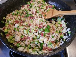 Fried Rice with Cucumber Sausage and Egg recipe