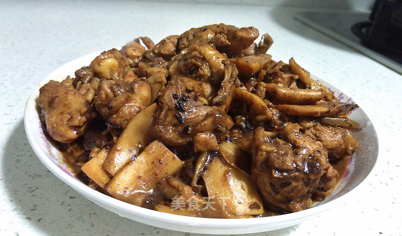 Braised Chicken with Pleurotus Eryngii and Black Bean Sauce recipe
