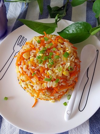 Fried Rice with Egg, Carrot and Corn Kernels