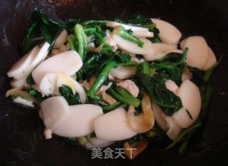 Stir-fried Rice Cake with Spinach recipe