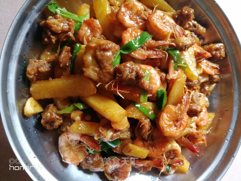 Appetizers, Pork Ribs, Shrimp and Fried Potatoes recipe