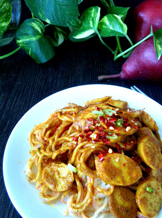 Curry Fish Sausage Noodles recipe