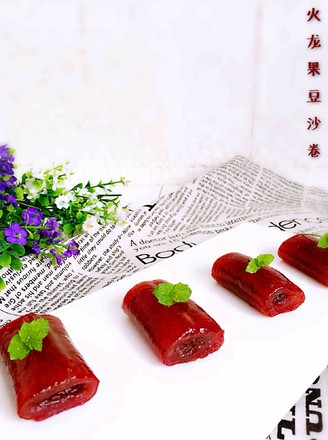 Dragon Fruit Sago Bean Paste Rolls recipe