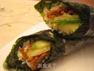 Japanese Style Pork Floss Corn Hand Rolled Rice recipe