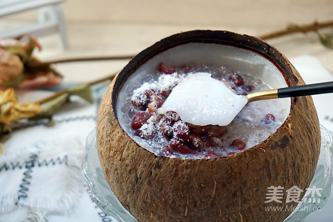 Coconut Milk Jelly with Red Beans and Sago recipe