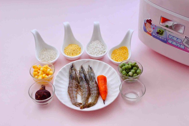 Double Rice Porridge with Sea Shrimp and Seasonal Vegetables (baby Food Supplement) recipe