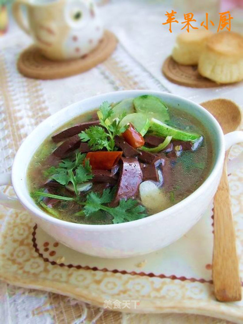 Cucumber and Pork Blood Soup recipe