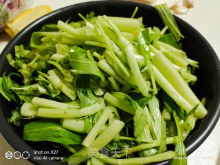 Stir-fried Water Spinach with Corn Kernels and Shrimp Paste recipe