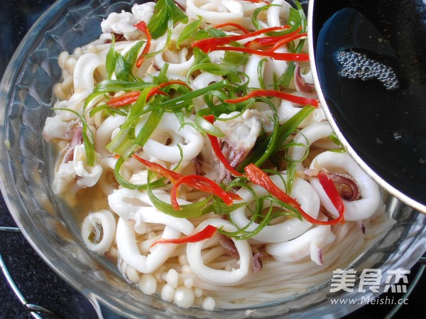 Steamed Golden Needle Squid Rings recipe
