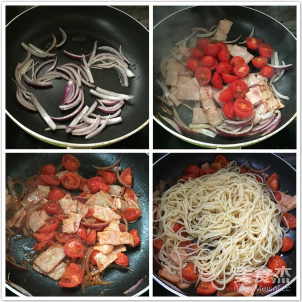 Spaghetti with Baby Tomatoes and Bacon recipe