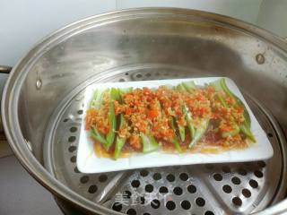 #蒸菜# Steamed Okra with Chopped Pepper Garlic Vermicelli recipe