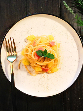 Pumpkin and Ham Spaghetti that Made Her Fascinated recipe