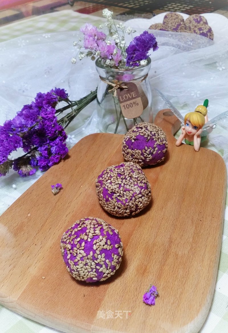 #aca Baking Star Competition# Banana Sandwich Purple Sweet Potato Hemp Ball recipe