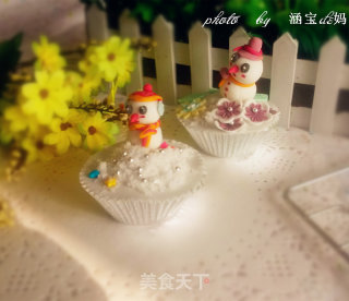 Snowman Fondant Cup Cake recipe