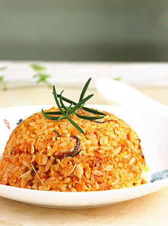 Pumpkin Puree Salmon Fried Rice recipe