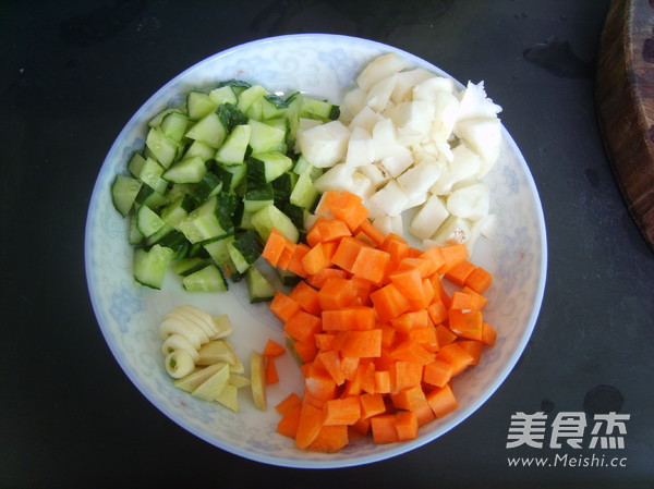 Stir-fried Assorted Dice with Almonds recipe