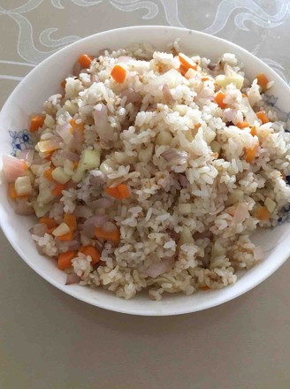 Fried Rice with Onion and Lotus Root