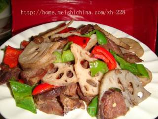 Stir-fried Beef Tendon with Braised Lotus Root recipe