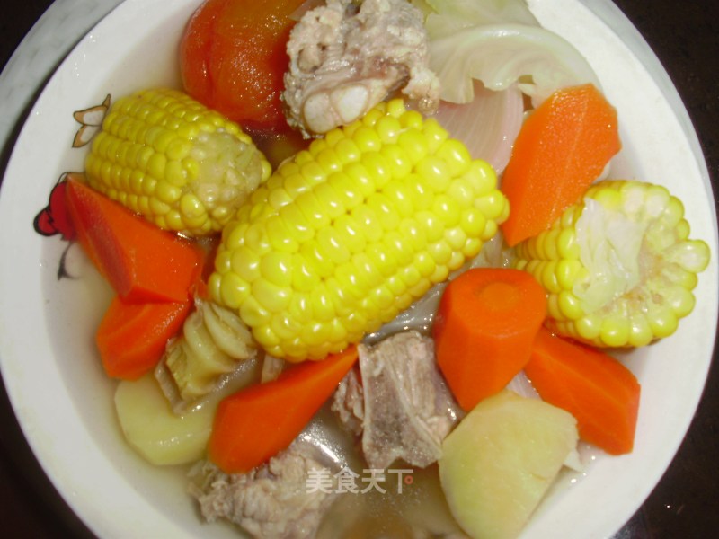 Colorful Corn Pork Ribs Soup
