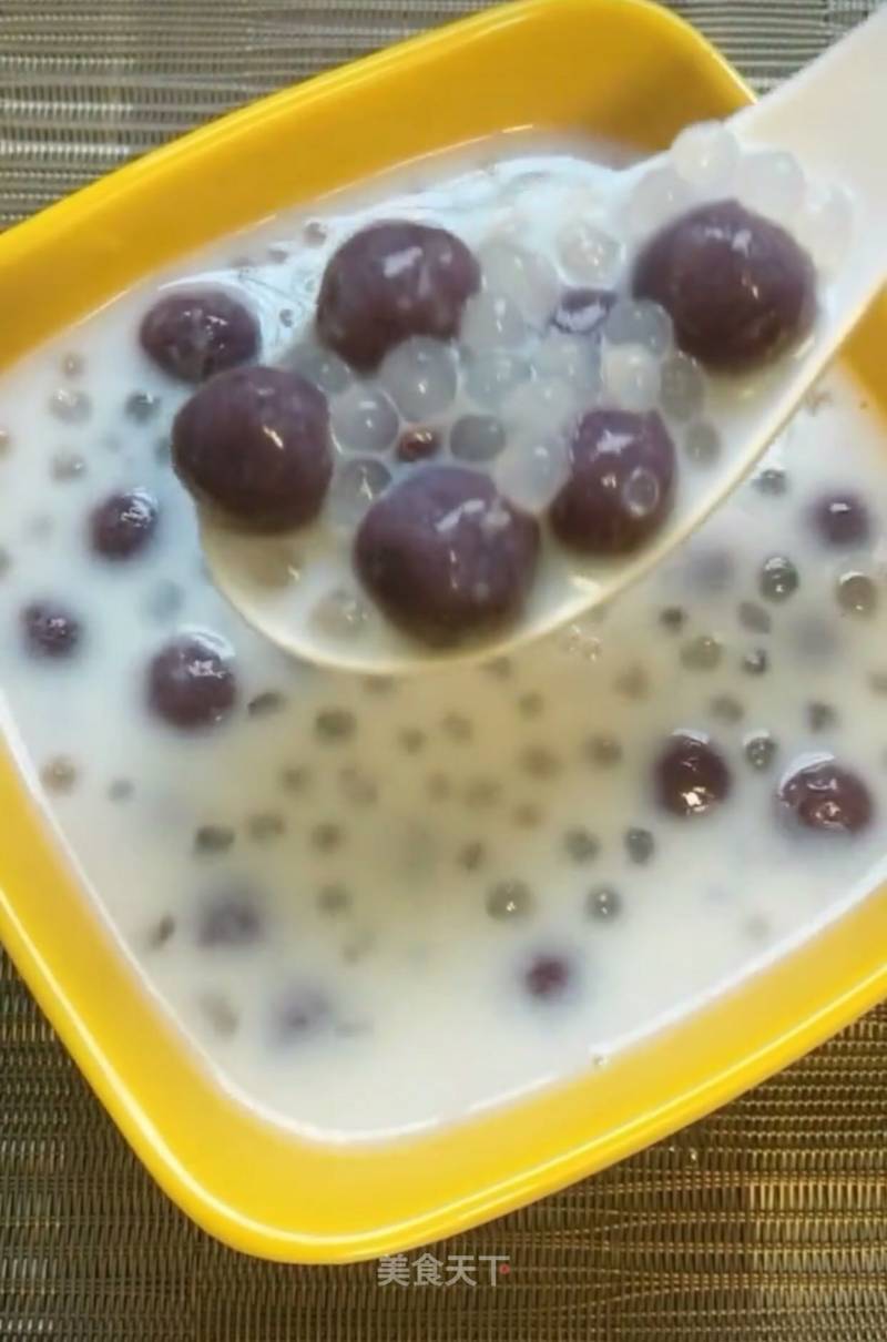 Purple Sweet Potato Taro Balls Sago Sauce recipe