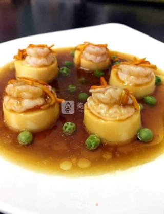 Steamed Yuzi Tofu with Shrimp and Cordyceps Flower Edit recipe