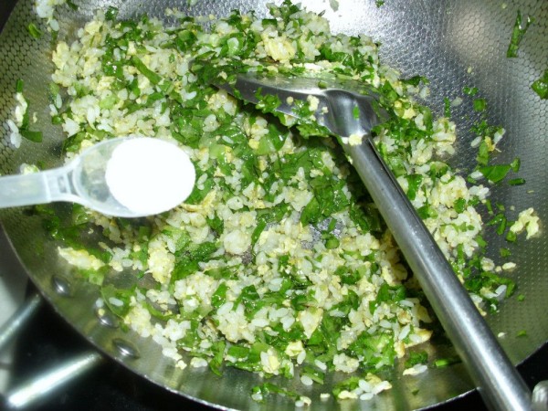 Fried Rice with Lettuce Leaves and Egg recipe