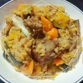 Ribs and Pumpkin Braised Rice recipe