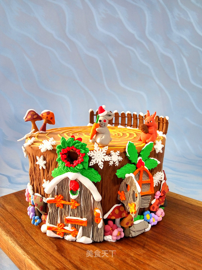 #aca烤明星大赛# Christmas Tree House Fondant Cake recipe