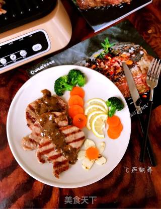 #东 Shot Steak Machine# Garlic Black Pepper Pork Chops recipe