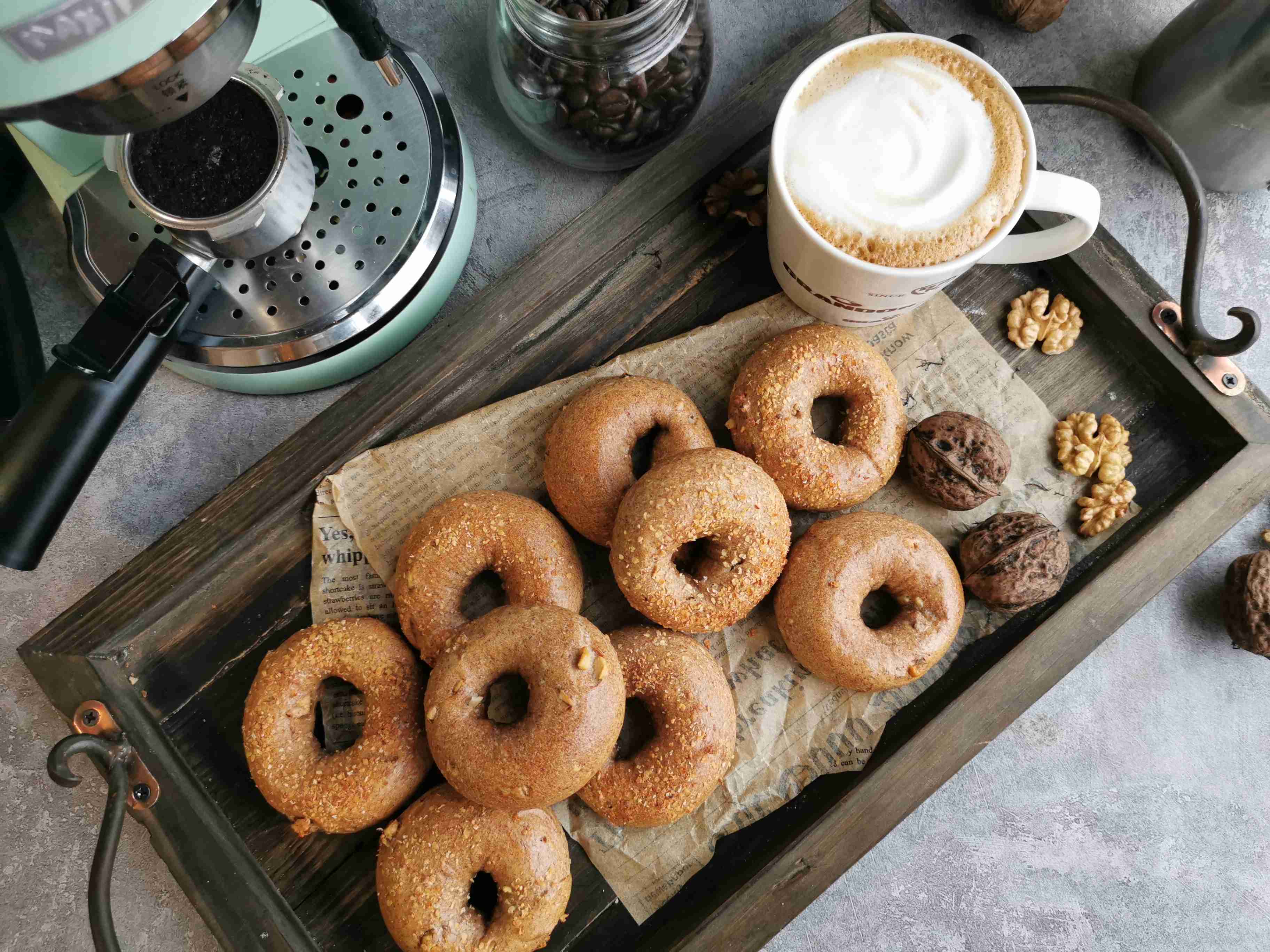 Oil-free Coffee Walnut Bagels recipe