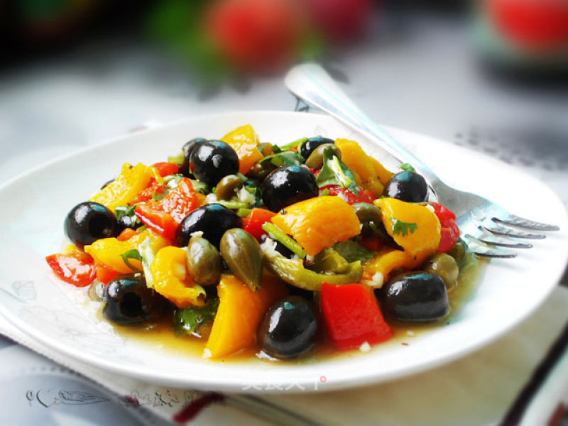 Roasted Peppers and Olive Salad recipe