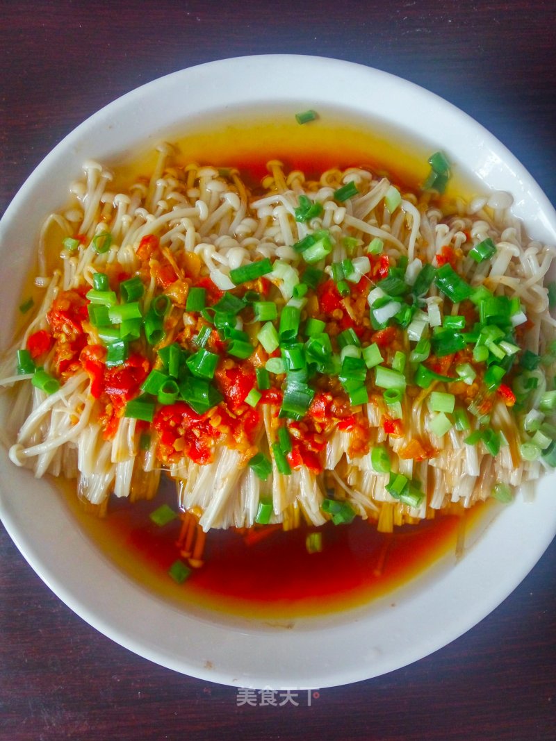 Summer Lazy Food: Chopped Pepper and Enoki Mushroom recipe