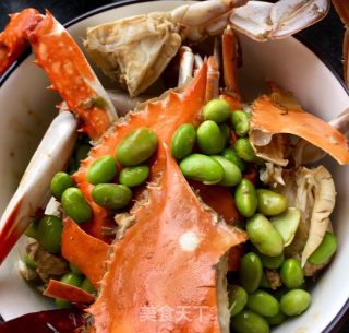 Fried Sea Crab with Edamame recipe