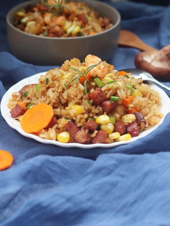 Fried Rice with Beef Sausage and Shrimp recipe