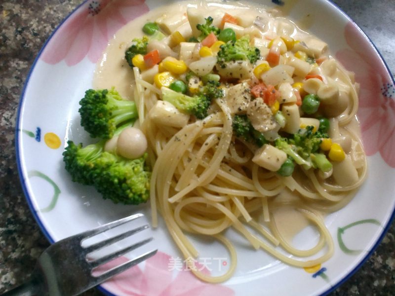 Mellow and Tempting-mustard Cream Pasta with Fresh Vegetables recipe