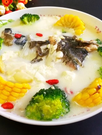 Corn Tofu Fish Head Soup recipe