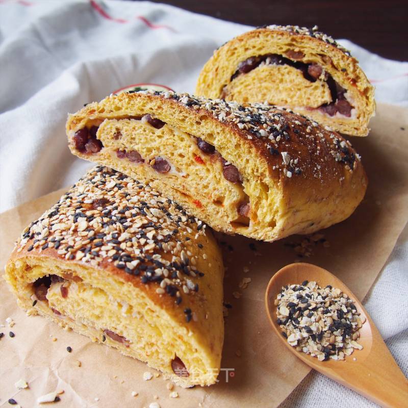#四sessionito is A Love to Eat Festival#high-fiber Goji Berry Cheese Honey Bean Soft European Buns recipe