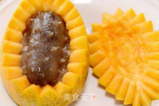 [sea Cucumber Snow Lotus Papaya Boat]: Sweet Water for Beautiful Women recipe