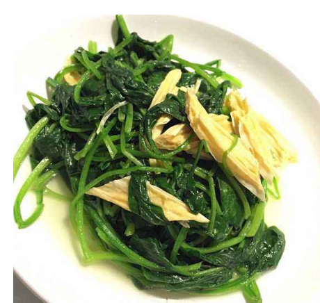 Slimming Meal with Yuba Mixed with Spinach recipe