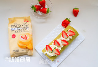 Matcha Strawberry Cake Roll recipe