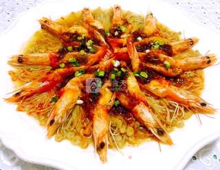 Steamed Enoki Mushroom with Garlic Shrimp recipe