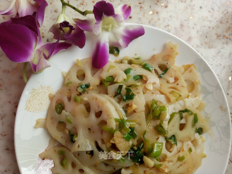 Scallion Oil Mixed Lotus Root Slices recipe