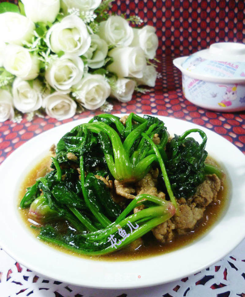 Stir-fried Spinach with Lean Pork recipe